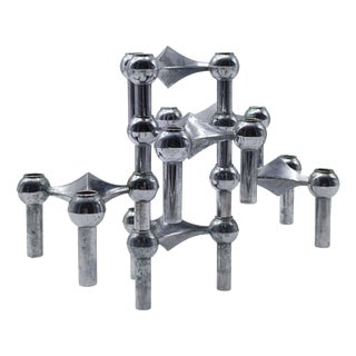 Modular Candle Holders by Fritz Nagel for BMF, Germany, 1960s, Set of 6 For Sale