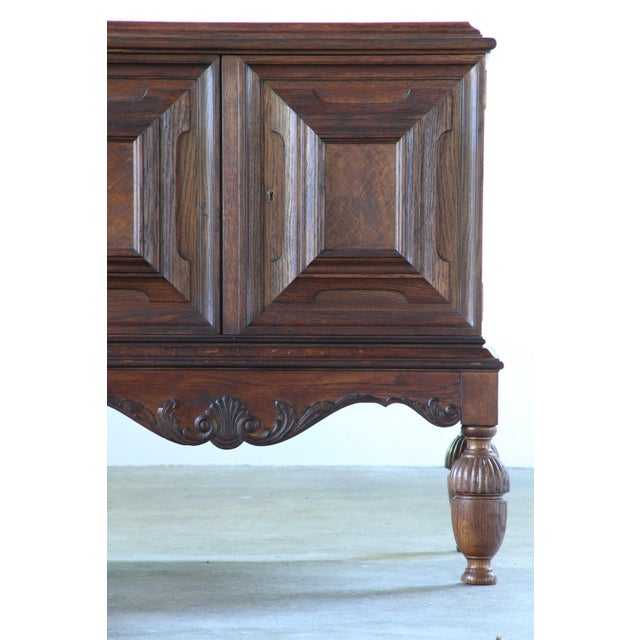 Mid-Century Modern Large Vintage Brutalist Danish Dark Stained Oak Sideboard, 1940s For Sale - Image 3 of 18