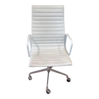 White Leather Eames Office Chair For Sale