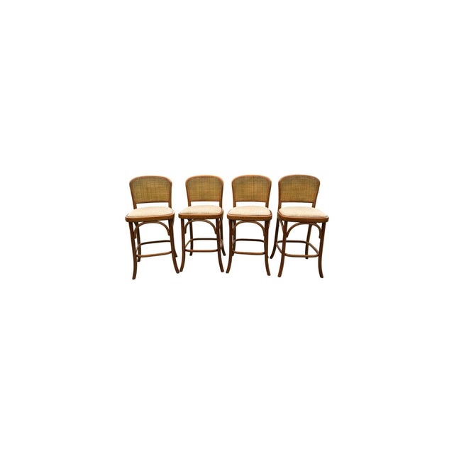Traditional Vintage Italian Bentwood and Cane Bar/Counter Stools For Sale - Image 3 of 8