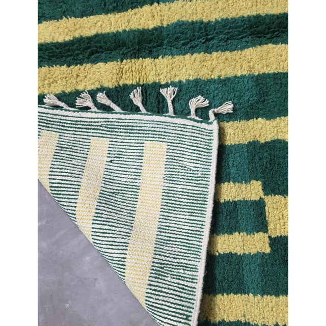 Geometric Green Berber Wool Rug - 9.6 X 8.3 Ft For Sale In Cleveland - Image 6 of 8