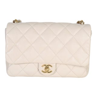 Beige Quilted Lambskin Large Funky Town Flap Bag For Sale