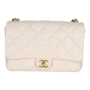 Beige Quilted Lambskin Large Funky Town Flap Bag
