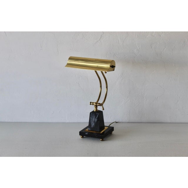 Vintage Brass Office Table Lamp Marble Base For Sale - Image 14 of 17