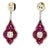 2.87 Carat Cushion Cut Diamond Ruby Gold Earrings, Pair For Sale