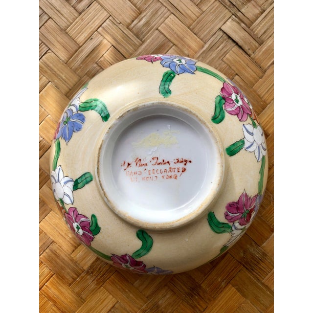 Chinese Floral Chintz Hand Painted Catchall Bowl For Sale - Image 10 of 11