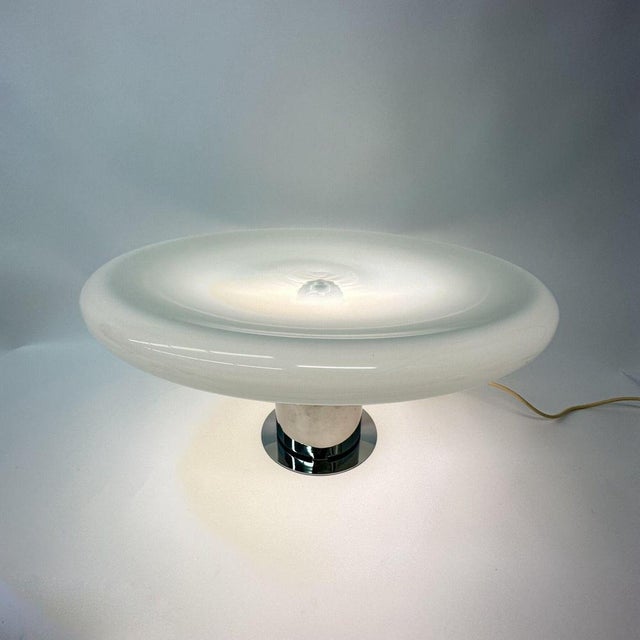 1970s Large Italian UFO Glass Table Lamp, 1970s For Sale - Image 5 of 18