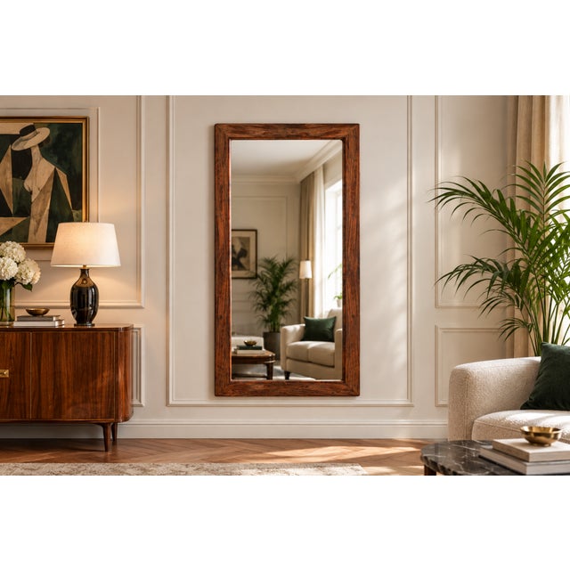 Wood Large Art Deco Mirror, Poland, 1940s For Sale - Image 7 of 7