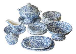 Antique Staffordshire Pottery Children's Dinner Service Toys Set from Ca 1880-1900, 1885, Set of 26