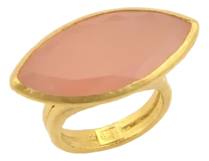 Gurhan Pandora Pink Chalcedony 24k Gold Marquise Solitaire Ring - Size