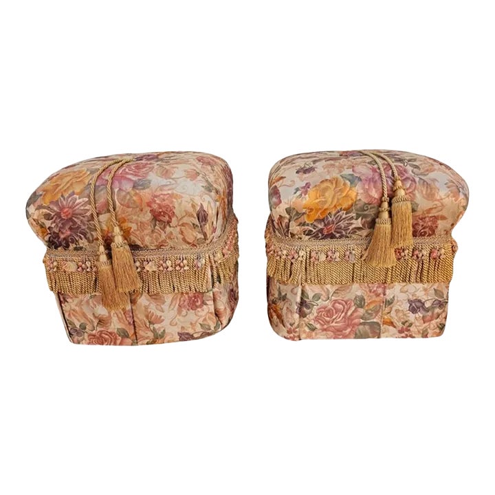 20th Century Modern Upholstered Decorative Footstools Ottomans, Pair ...