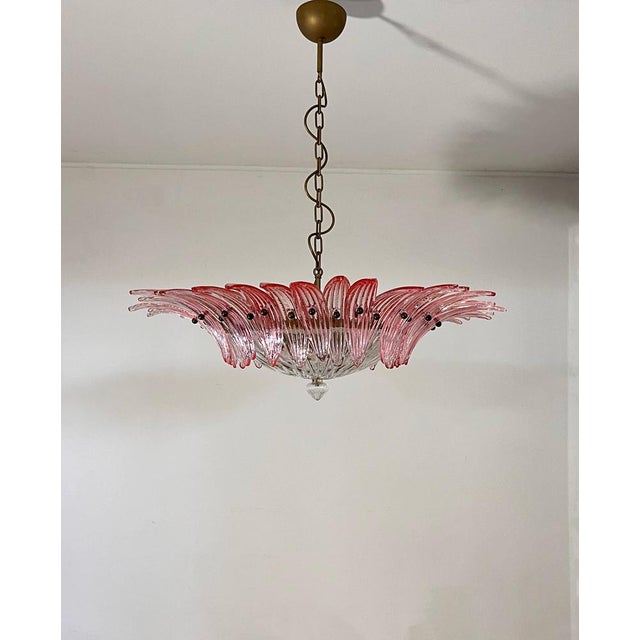 Mid-Century Modern Murano Palmette Pendant Light in Pink Glass, 1990 For Sale - Image 3 of 18