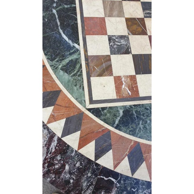 Marble Pedestal Table with Marquetry Tray, 1800s For Sale - Image 6 of 11