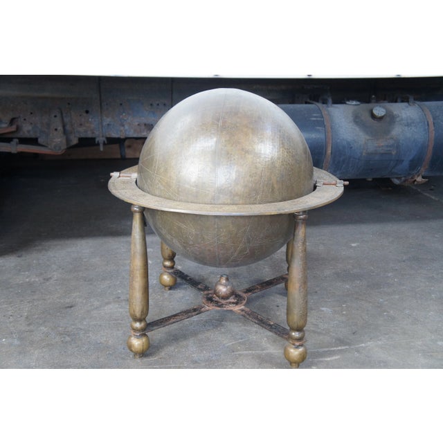 Late 20th Century Arte International Engraved Brass Islamic Celestial Globe on Stand For Sale - Image 4 of 12