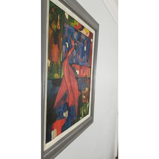 1970 Vintage D Ford Cubist Shape Colorful Painting For Sale - Image 11 of 13