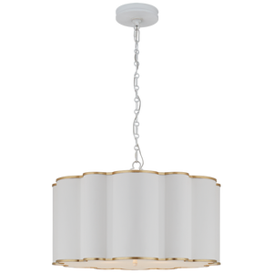 Alexa Hampton for Visual Comfort Signature Markos Large Hanging Shade in White & Gild with Frosted Acrylic