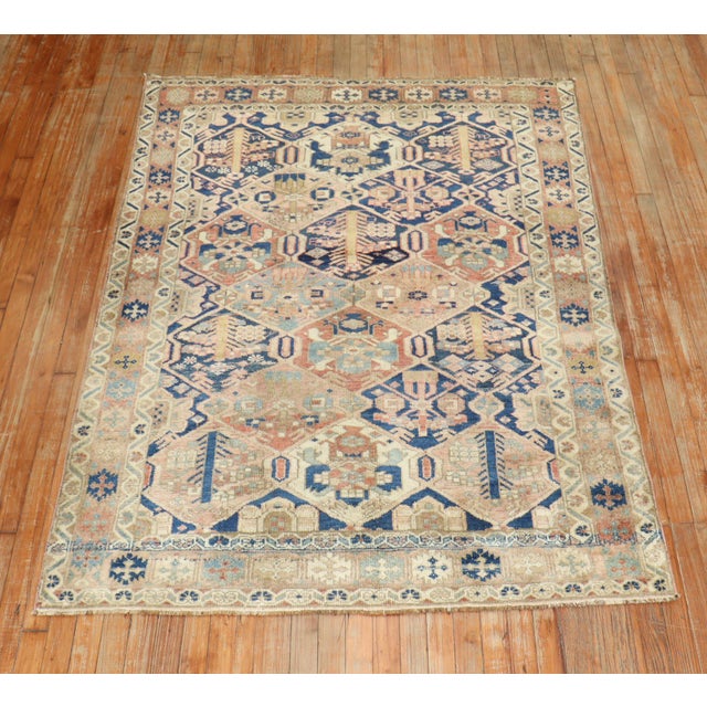 Traditional Early 20th Century Rustic Persian Bakhtiari Rug - 4'7" x 6'7" For Sale - Image 3 of 7