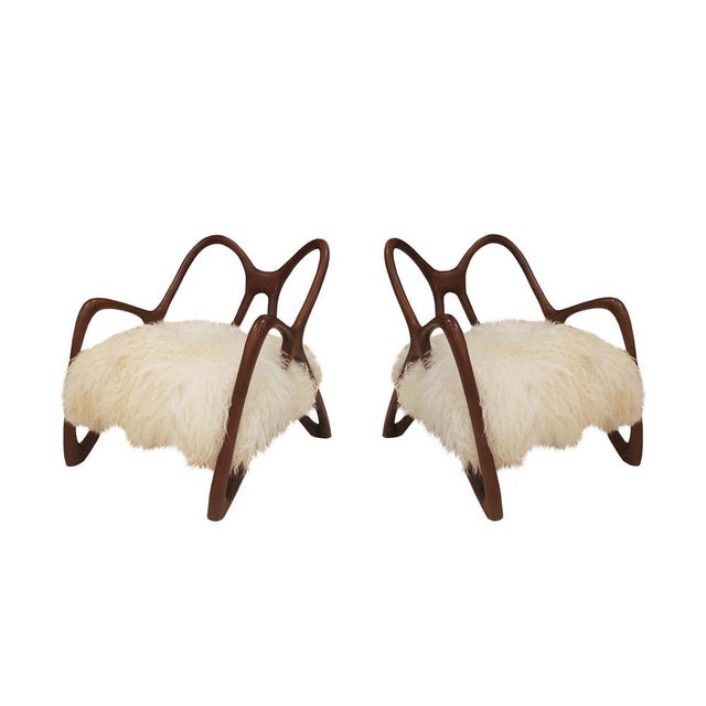 Set of Sculptural Wooden Armchairs, Italy For Sale - Image 13 of 13