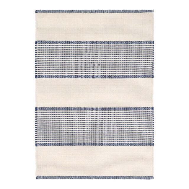 Mark D. Sikes for Dash & Albert La Mirada Navy Woven Cotton Rug, 7' 6" x 9' 6" For Sale