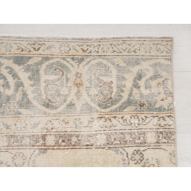 Textile 1970 Vintage Turkish Runner Rug, Muted Beige Hallway Runner For Sale - Image 7 of 8