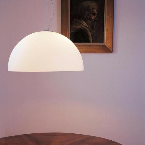 Sonora Suspension Lamp in White Opaline Glass by Vico Magistretti for Oluce For Sale - Image 3 of 8