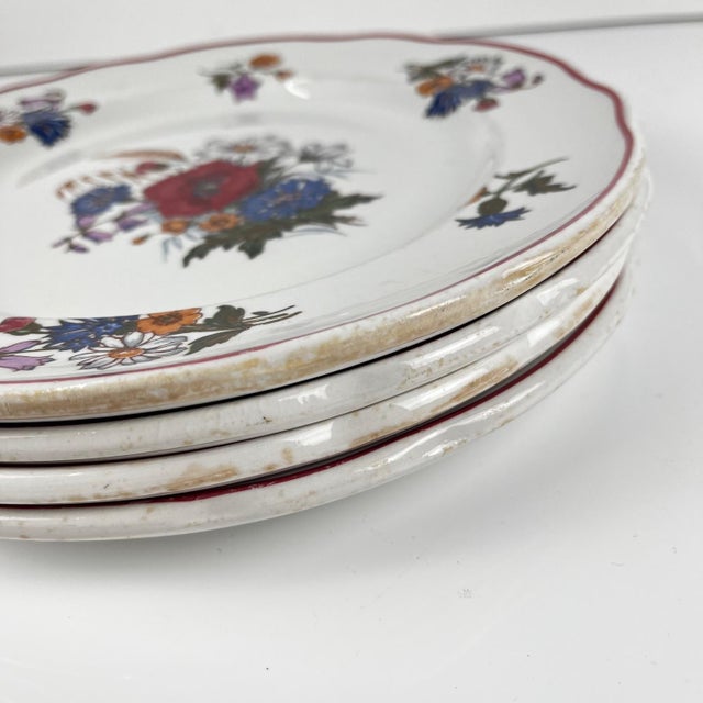 White Vintage Agreste Dinner Plates from Sarreguemines, 1980s, Set of 4 For Sale - Image 8 of 9