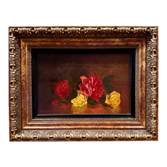Antique Oil Painting of Roses For Sale