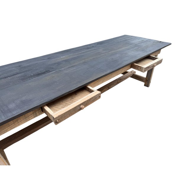 Wood 144" - French Farmhouse Table With Drawers on Both Sides For Sale - Image 7 of 10