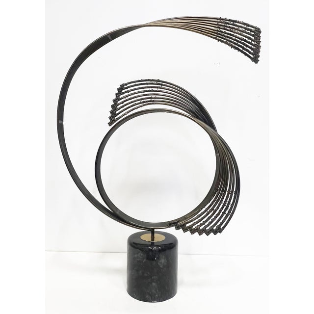 Curtis Jere "Windswept" Brutalist Abstract Sculpture, Brass and Marble For Sale In Miami - Image 6 of 9