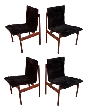 Percival Lafer Rosewood & Black Suede Dining Chairs, Set of 4, Brazil