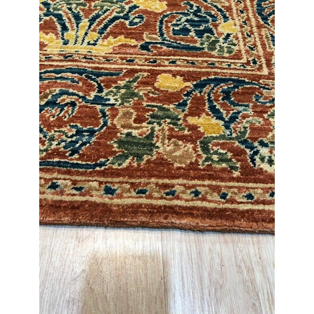 Contemporary 10x14 Coral Hand-Knotted Wool Floral Trelliswork European Modern Carpet Rug For Sale - Image 3 of 3