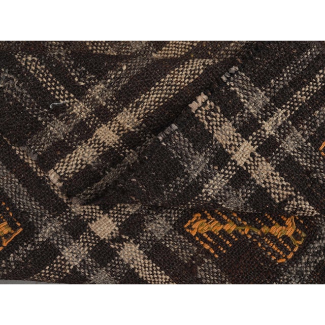 1970s Vintage Handmade Wool Cotton Brown Runner Rug For Sale - Image 9 of 11