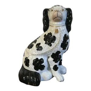 Antique 19th Century English Staffordshire Pearlware King Charles Spaniel Dog