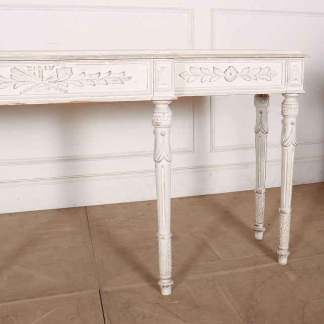 White Painted Breakfront Console Table, 1950s For Sale - Image 8 of 12