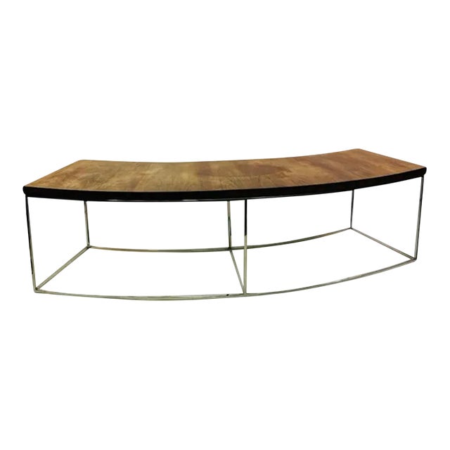1970s Milo Baughman Modern Rosewood & Chrome Demilune Bench For Sale