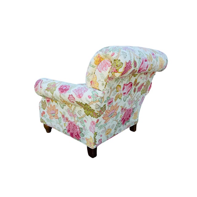 Clayton Marcus English Roll-Arm Club Chairs, Pair – Floral Botanical Chintz Upholstered Lounge Chairs For Sale - Image 10 of 16