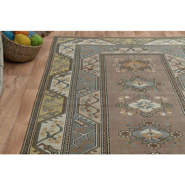 1970s Turkish Oushak Handmade Wool Cotton Brown Area Rug For Sale - Image 9 of 11