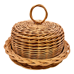 Wicker Dome & Plate Serving Set