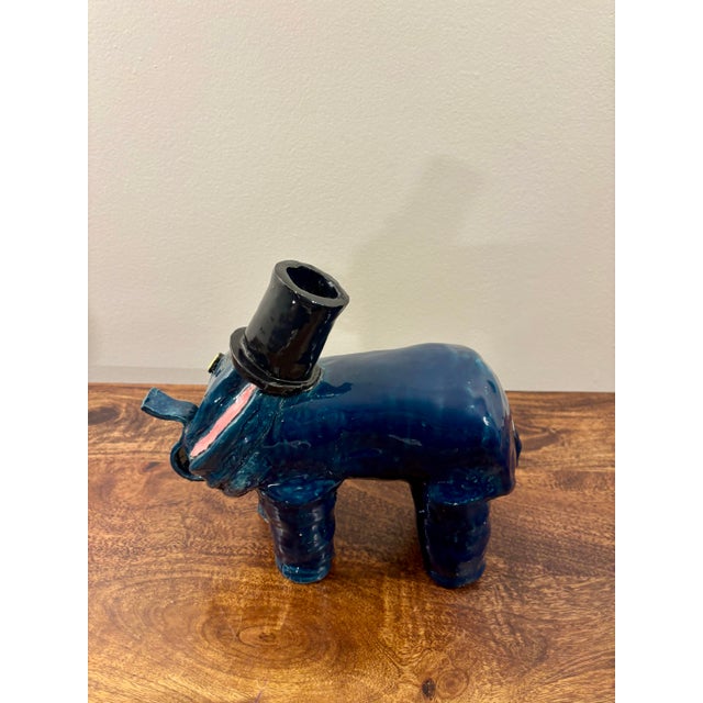 Mid 20th Century Vintage American Studio Pottery Folk Art Elephant Sculpture, Signed For Sale - Image 5 of 10