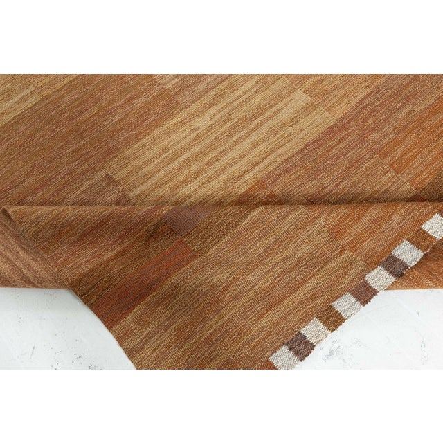Mid-Century Modern Vintage Scandinavian Tan Flatweave Carpet by Marianne Richter AB MMF For Sale - Image 3 of 9