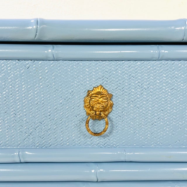 Ornamental & Decorative Materials Vintage Faux Bamboo & Woven Wicker Lacquered Chest of Drawers For Sale - Image 7 of 15