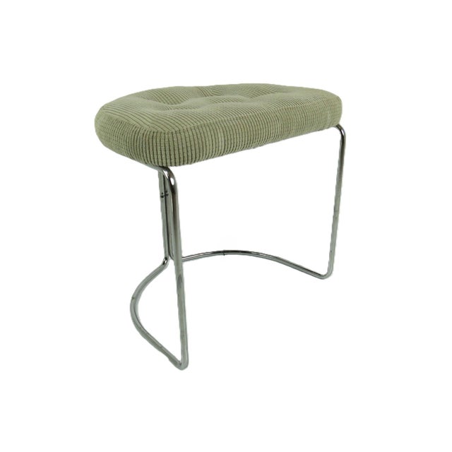 Late 20th Century Vintage Chrome and Corduroy Vanity Stool For Sale - Image 5 of 9