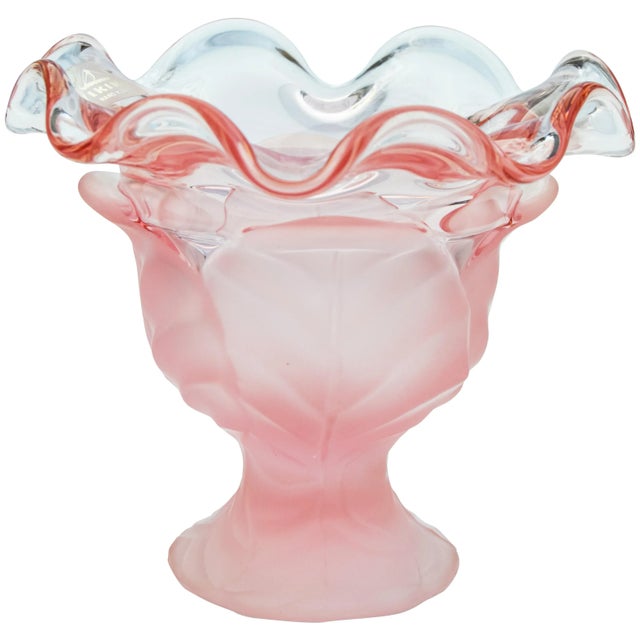 Glass Vintage Textured Pink Vase For Sale - Image 7 of 7