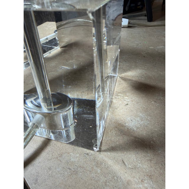 Mid-Century Modern Chrome Dome Eyeball Lamps With Lucite Base For Sale - Image 4 of 9
