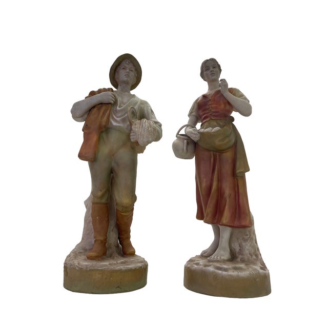 Royal Dux Porcelain Harvest Figurines — A Pair For Sale - Image 15 of 17