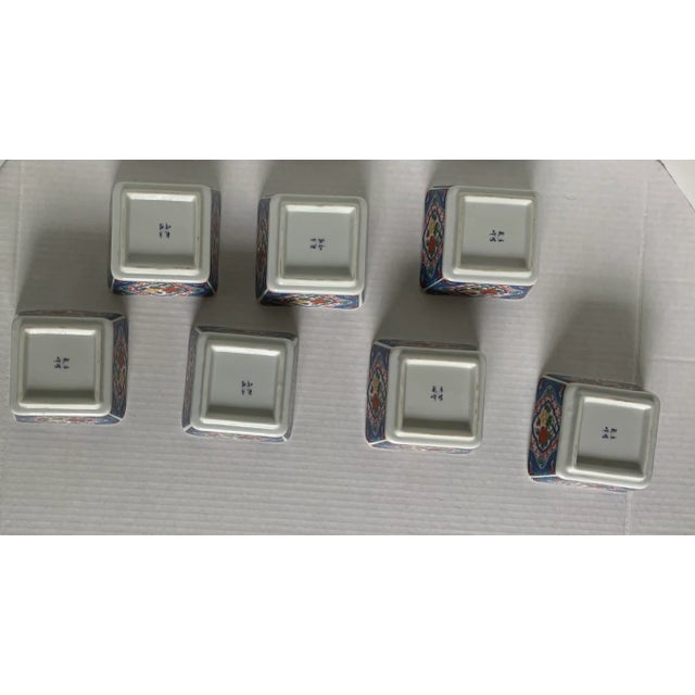 Vintage Late 20th Century Imari Square Ramekin Bowls - Set of 7 For Sale - Image 4 of 9