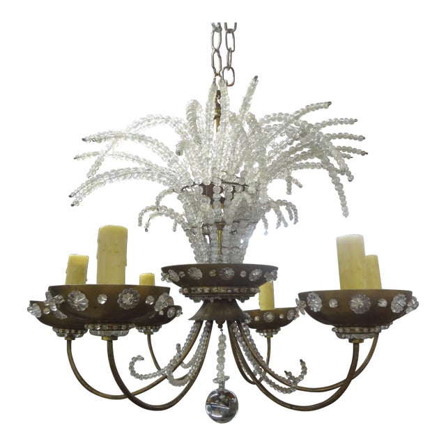 1940s French Maison Bagues Beaded Crystal Chandelier For Sale
