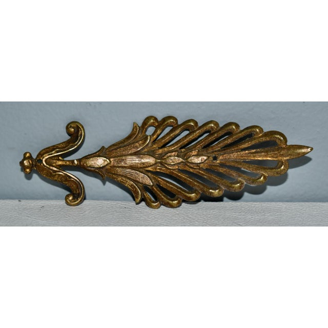 1920s Antique Decorative French Style Brass Ormolu Leaf Design For Sale - Image 5 of 12
