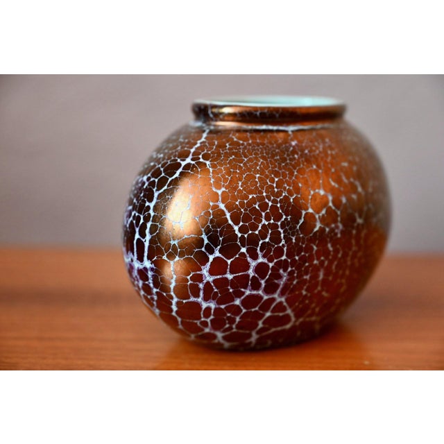 Vintage West German Ceramic Vase with Iridescent Copper Luster, 1960s For Sale - Image 4 of 7