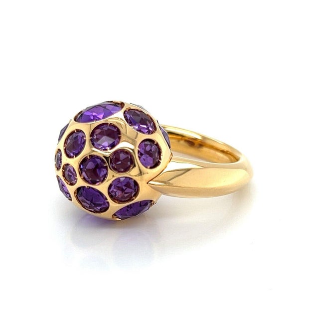 Pomellato Amethyst 18k Rose Gold Harem Cocktail Ring - Size 6.5 For Sale - Image 9 of 12